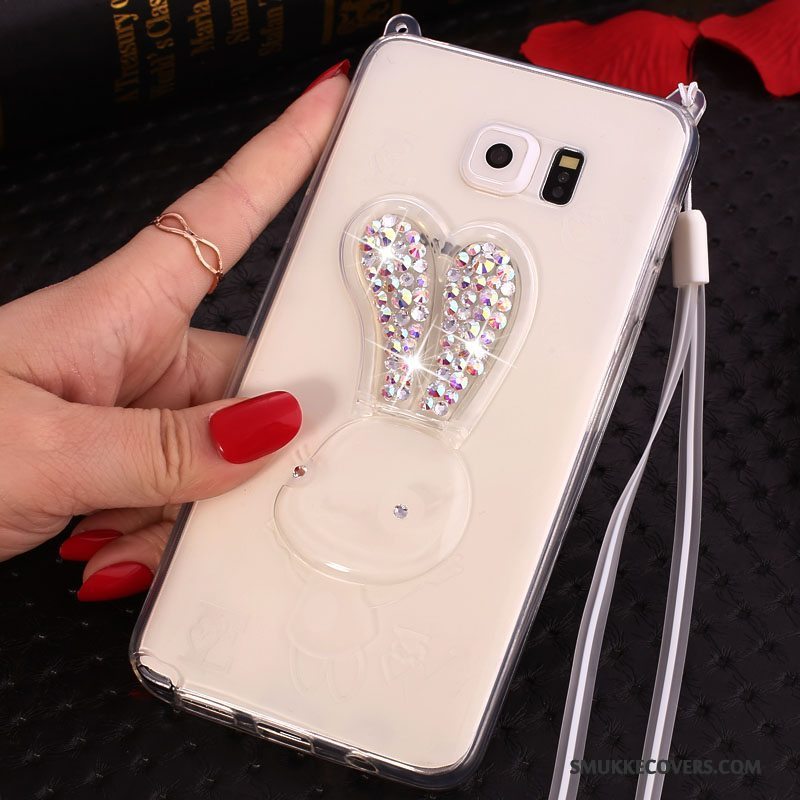 Etui Samsung Galaxy Note 5 Cartoon Telefonlyserød, Cover Samsung Galaxy Note 5 Strass Hængende Ornamenter