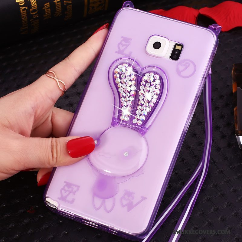 Etui Samsung Galaxy Note 5 Cartoon Telefonlyserød, Cover Samsung Galaxy Note 5 Strass Hængende Ornamenter