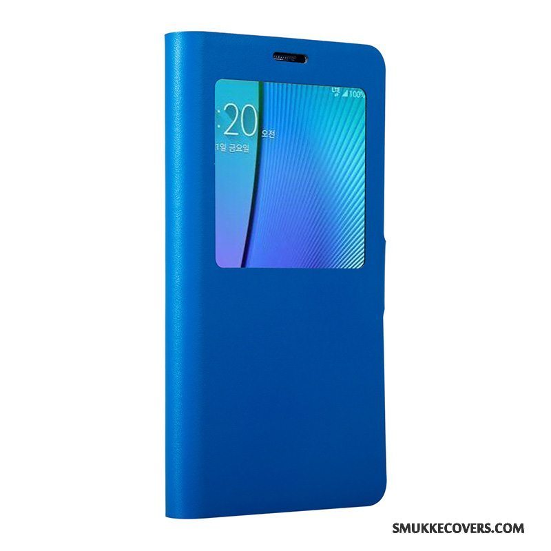 Etui Samsung Galaxy Note 5 Folio Blå Telefon, Cover Samsung Galaxy Note 5 Læder