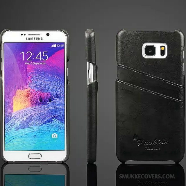 Etui Samsung Galaxy Note 5 Læder Af Personlighed Blå, Cover Samsung Galaxy Note 5 Beskyttelse Bagdæksel Kort