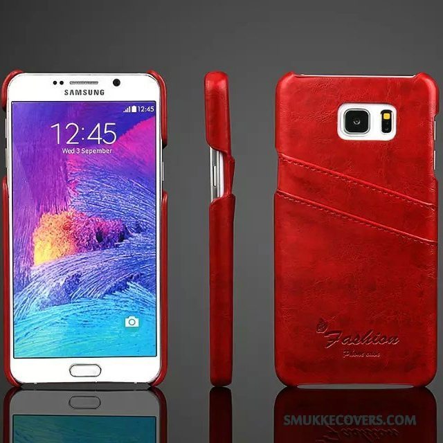 Etui Samsung Galaxy Note 5 Læder Af Personlighed Blå, Cover Samsung Galaxy Note 5 Beskyttelse Bagdæksel Kort