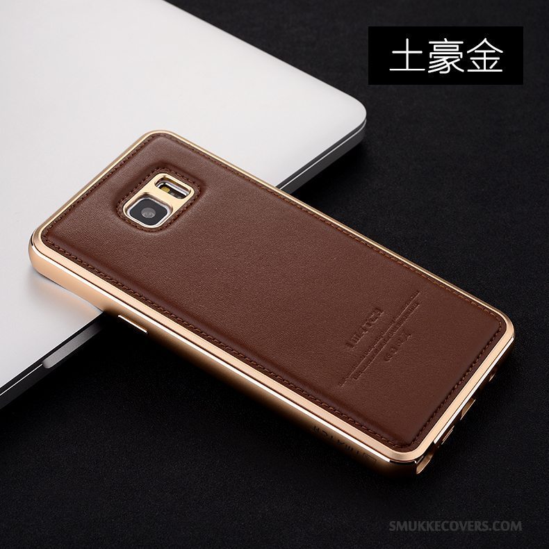 Etui Samsung Galaxy Note 5 Læder Anti-fald Telefon, Cover Samsung Galaxy Note 5 Metal