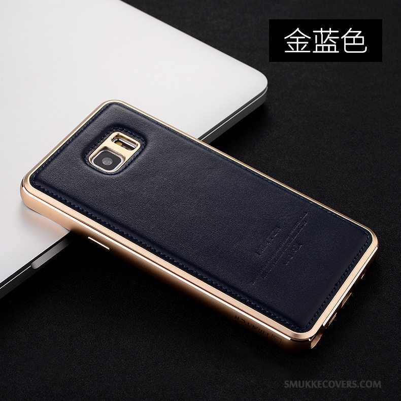 Etui Samsung Galaxy Note 5 Læder Anti-fald Telefon, Cover Samsung Galaxy Note 5 Metal