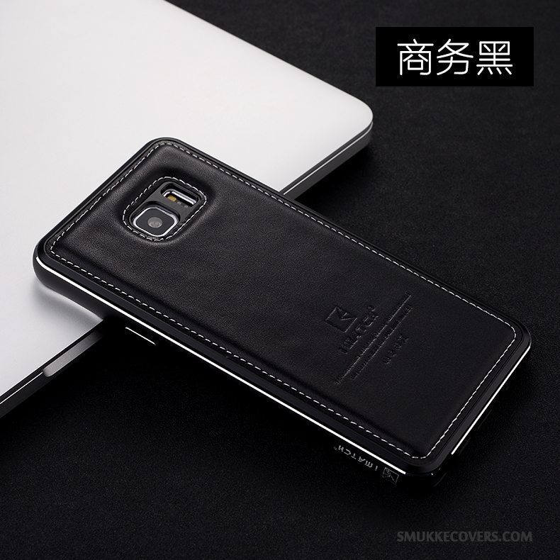 Etui Samsung Galaxy Note 5 Læder Anti-fald Telefon, Cover Samsung Galaxy Note 5 Metal