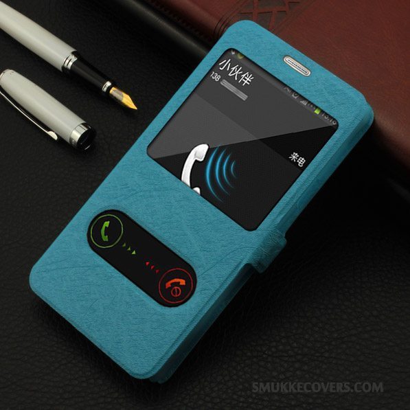 Etui Samsung Galaxy Note 5 Læder Grøn Telefon, Cover Samsung Galaxy Note 5 Folio Åbn Vindue