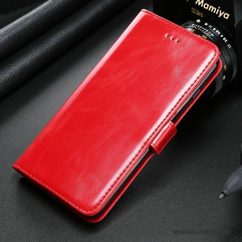 Etui Samsung Galaxy Note 5 Læder Rød Anti-fald, Cover Samsung Galaxy Note 5 Blød Kort