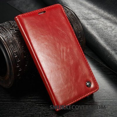 Etui Samsung Galaxy Note 5 Læder Rød Kort, Cover Samsung Galaxy Note 5 Folio