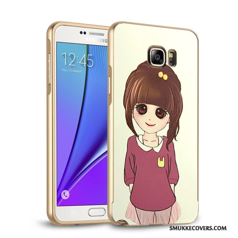 Etui Samsung Galaxy Note 5 Metal Spejl Anti-fald, Cover Samsung Galaxy Note 5 Beskyttelse Guld Ramme