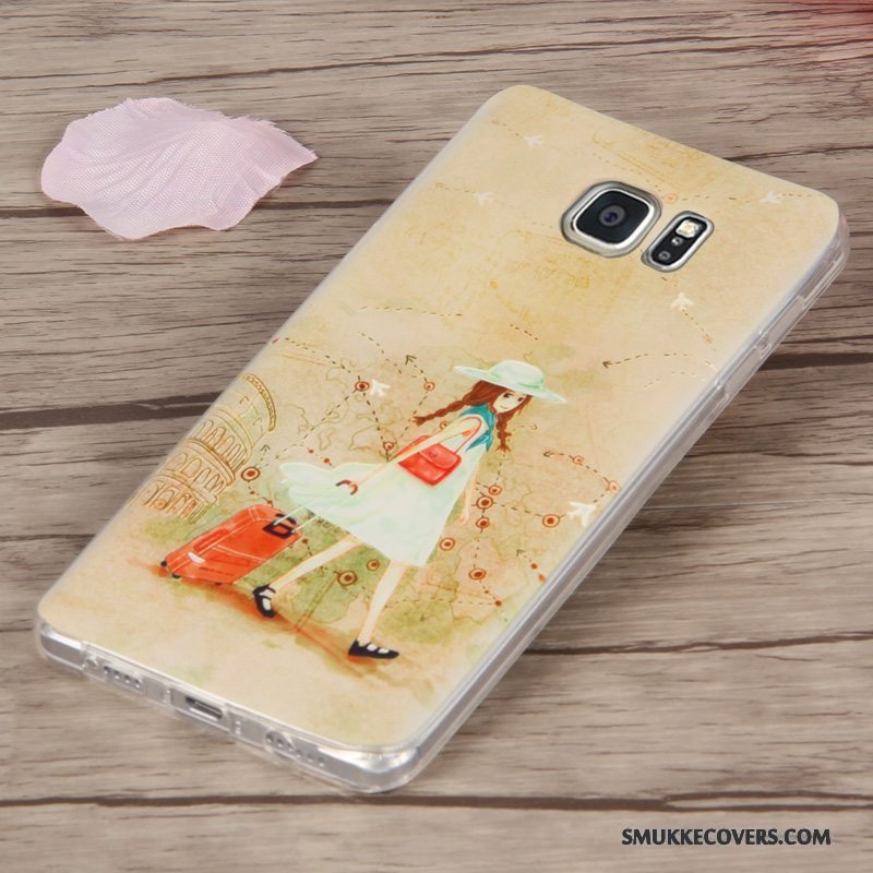 Etui Samsung Galaxy Note 5 Relief Anti-fald Lilla, Cover Samsung Galaxy Note 5 Silikone Ny Tynd