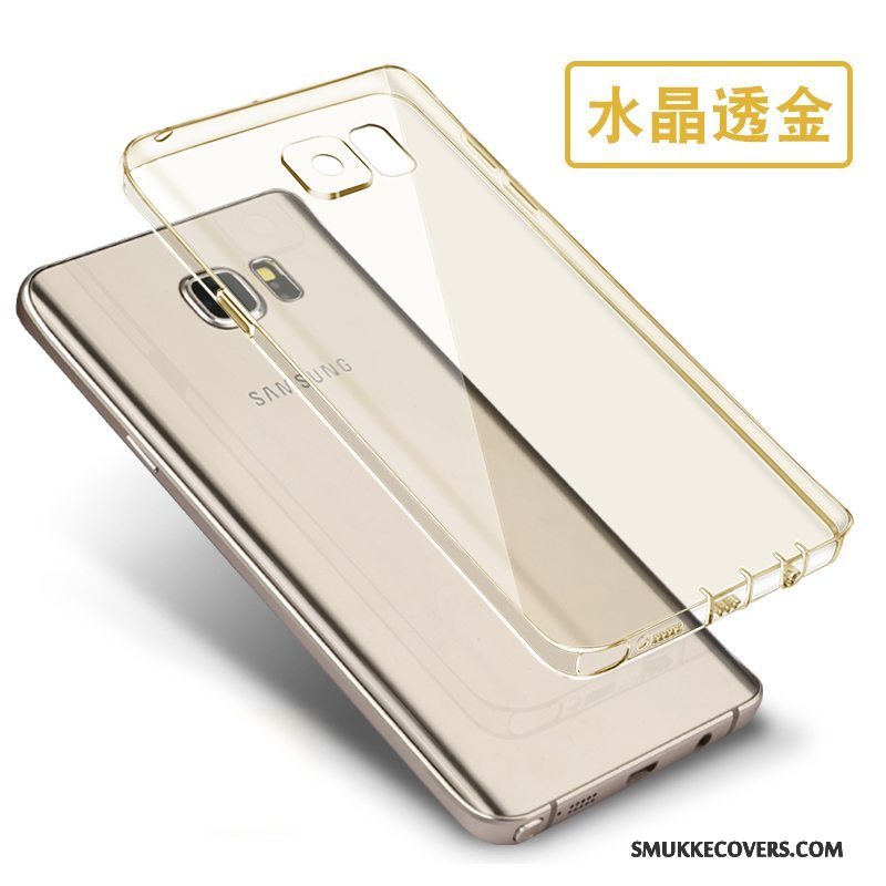 Etui Samsung Galaxy Note 5 Silikone Anti-fald Telefon, Cover Samsung Galaxy Note 5 Beskyttelse Guld Gennemsigtig