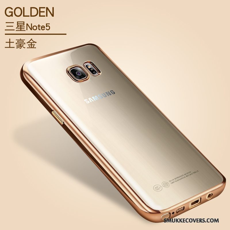 Etui Samsung Galaxy Note 5 Silikone Anti-fald Telefon, Cover Samsung Galaxy Note 5 Beskyttelse Guld Gennemsigtig