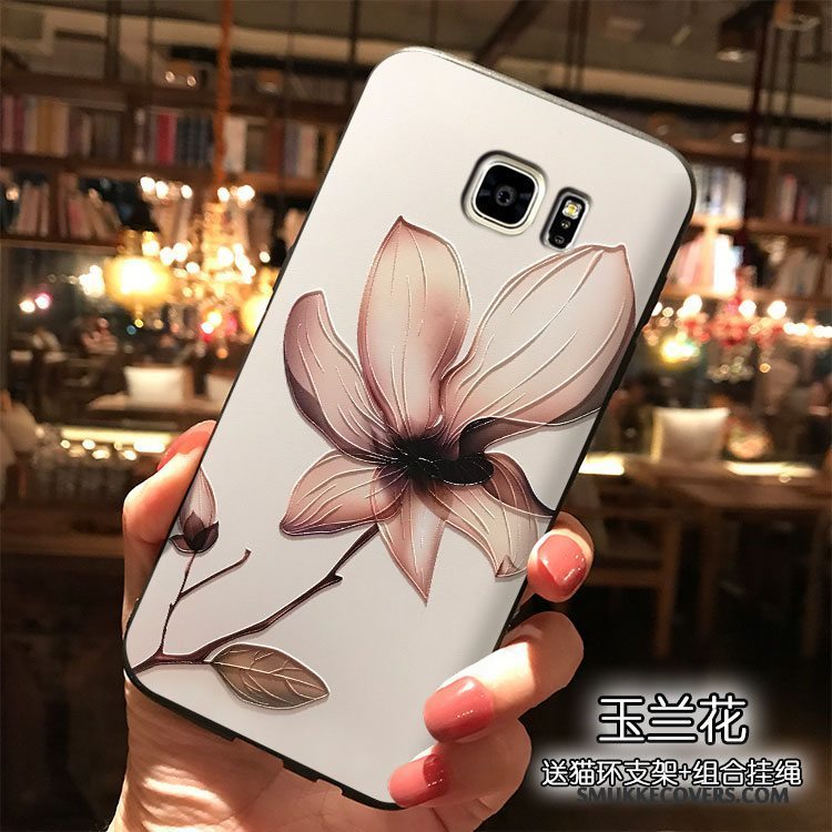 Etui Samsung Galaxy Note 5 Silikone Blomster Trend, Cover Samsung Galaxy Note 5 Blå Hængende Ornamenter