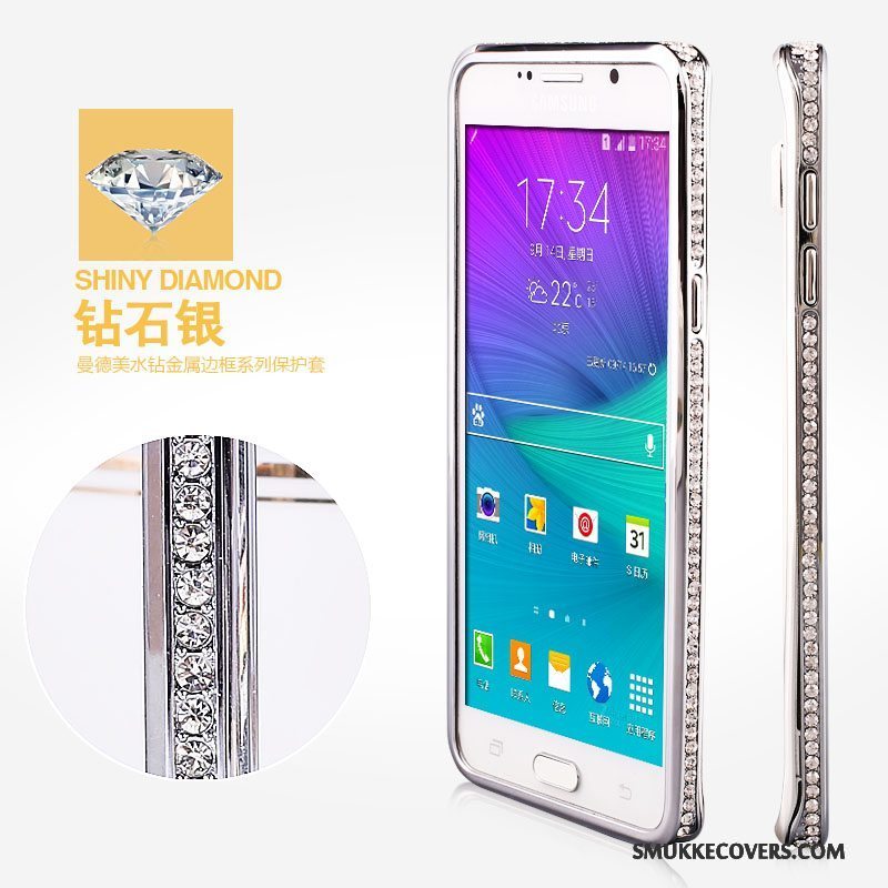 Etui Samsung Galaxy Note 5 Strass Guld Ramme, Cover Samsung Galaxy Note 5 Metal Telefonanti-fald