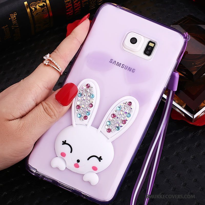 Etui Samsung Galaxy Note 5 Strass Hængende Ornamenter Gennemsigtig, Cover Samsung Galaxy Note 5 Silikone Telefonlilla