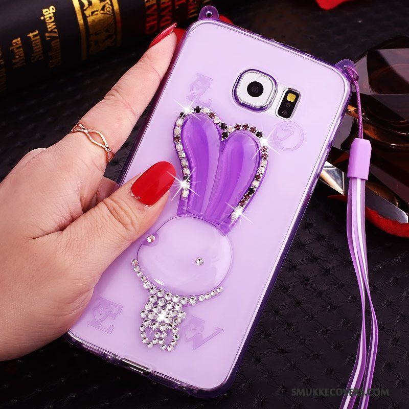 Etui Samsung Galaxy Note 5 Strass Lilla Gennemsigtig, Cover Samsung Galaxy Note 5 Silikone Tynd Hængende Ornamenter