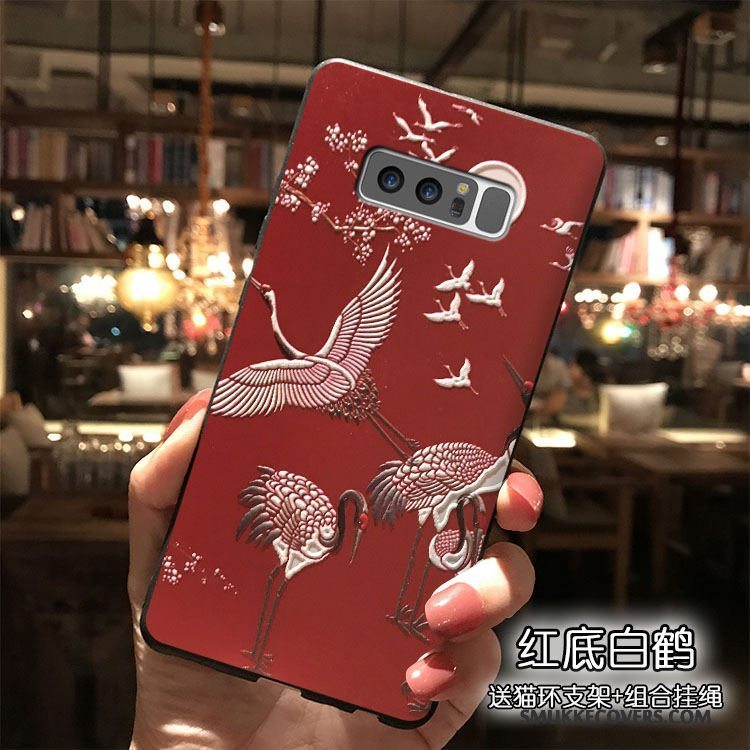 Etui Samsung Galaxy Note 8 Cartoon Hængende Ornamenter Rød, Cover Samsung Galaxy Note 8 Tasker Telefonblå