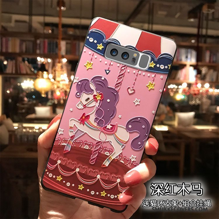 Etui Samsung Galaxy Note 8 Cartoon Smuk Telefon, Cover Samsung Galaxy Note 8 Silikone Lilla Hængende Ornamenter