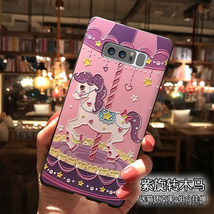 Etui Samsung Galaxy Note 8 Cartoon Smuk Telefon, Cover Samsung Galaxy Note 8 Silikone Lilla Hængende Ornamenter