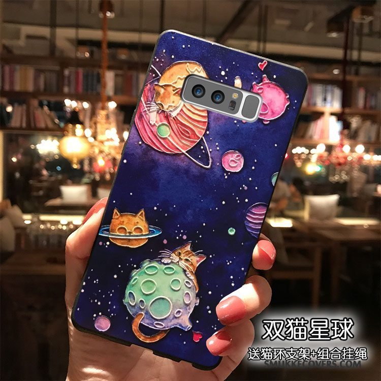 Etui Samsung Galaxy Note 8 Cartoon Trend Blå, Cover Samsung Galaxy Note 8 Silikone Telefonhængende Ornamenter