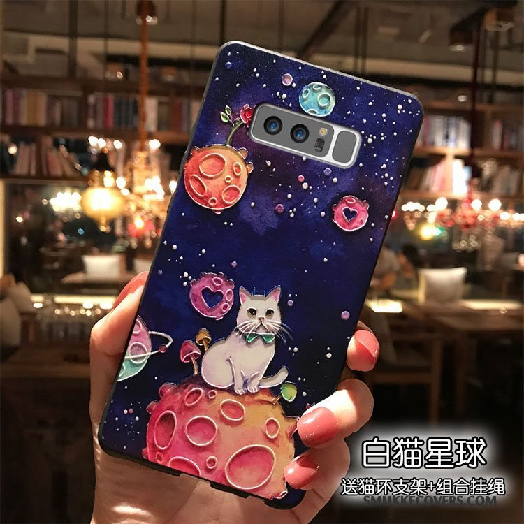 Etui Samsung Galaxy Note 8 Cartoon Trend Blå, Cover Samsung Galaxy Note 8 Silikone Telefonhængende Ornamenter