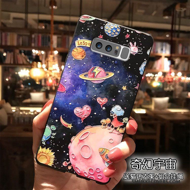 Etui Samsung Galaxy Note 8 Cartoon Trend Blå, Cover Samsung Galaxy Note 8 Silikone Telefonhængende Ornamenter