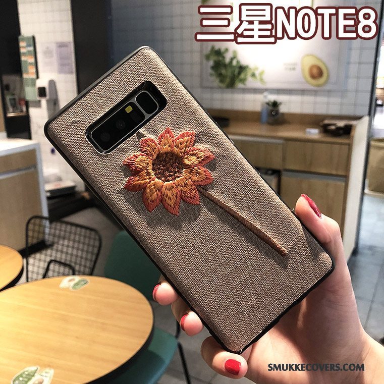 Etui Samsung Galaxy Note 8 Kreativ Anti-fald Telefon, Cover Samsung Galaxy Note 8 Beskyttelse Broderi Khaki