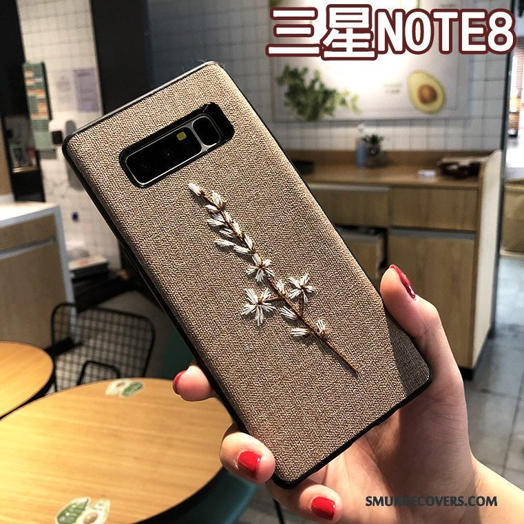 Etui Samsung Galaxy Note 8 Kreativ Anti-fald Telefon, Cover Samsung Galaxy Note 8 Beskyttelse Broderi Khaki