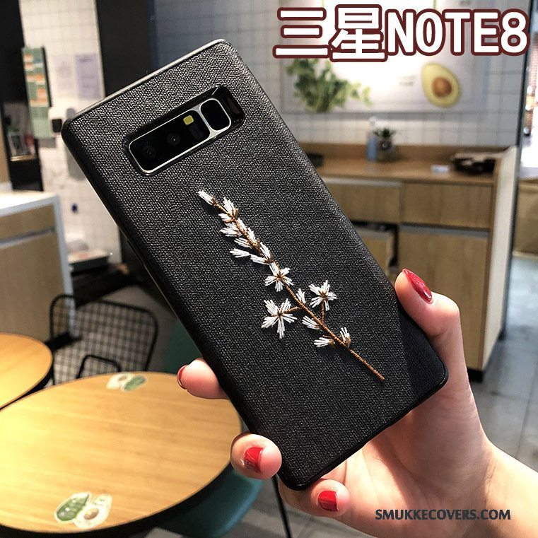 Etui Samsung Galaxy Note 8 Kreativ Anti-fald Telefon, Cover Samsung Galaxy Note 8 Beskyttelse Broderi Khaki