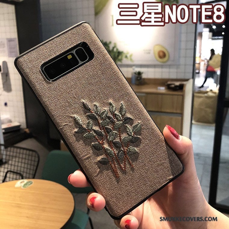 Etui Samsung Galaxy Note 8 Kreativ Anti-fald Telefon, Cover Samsung Galaxy Note 8 Beskyttelse Broderi Khaki