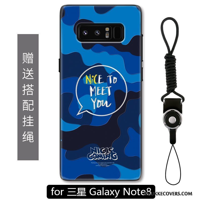 Etui Samsung Galaxy Note 8 Kreativ Nubuck Af Personlighed, Cover Samsung Galaxy Note 8 Relief Blå Anti-fald