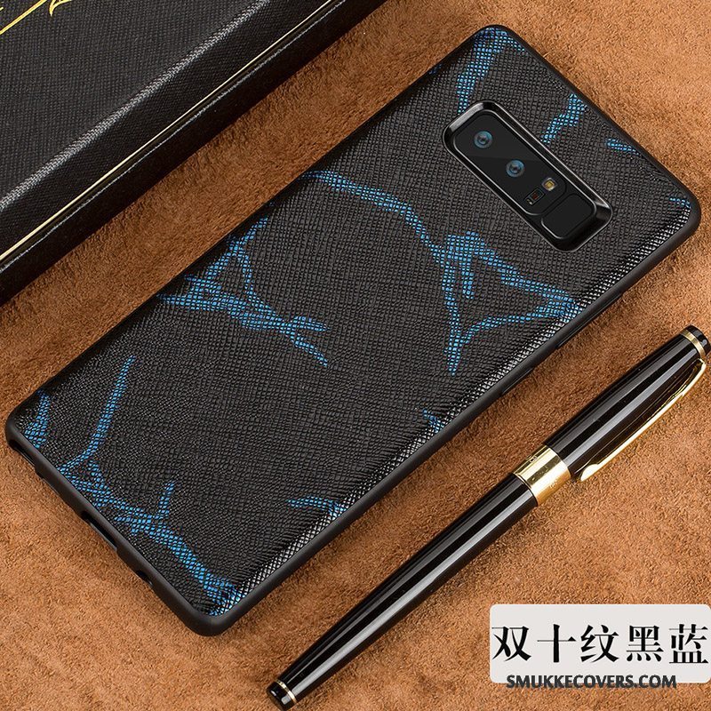 Etui Samsung Galaxy Note 8 Læder Anti-fald Elegante, Cover Samsung Galaxy Note 8 Luksus Dyb Farve Hård