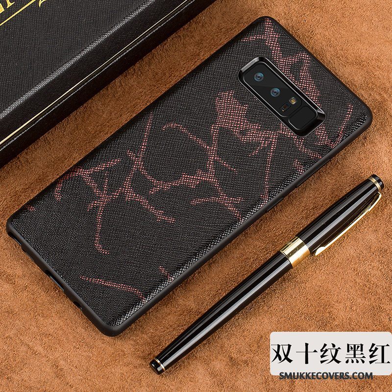 Etui Samsung Galaxy Note 8 Læder Anti-fald Elegante, Cover Samsung Galaxy Note 8 Luksus Dyb Farve Hård