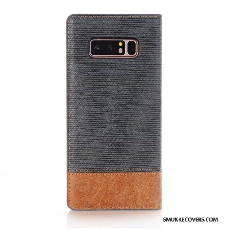 Etui Samsung Galaxy Note 8 Læder Automatisk Bicolored, Cover Samsung Galaxy Note 8 Beskyttelse Mørkeblå