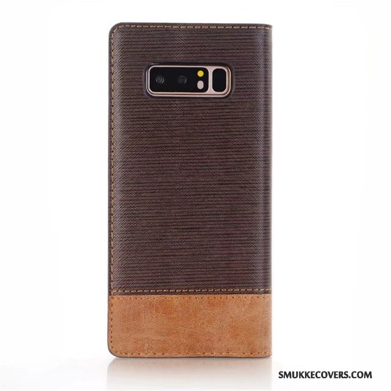 Etui Samsung Galaxy Note 8 Læder Automatisk Bicolored, Cover Samsung Galaxy Note 8 Beskyttelse Mørkeblå