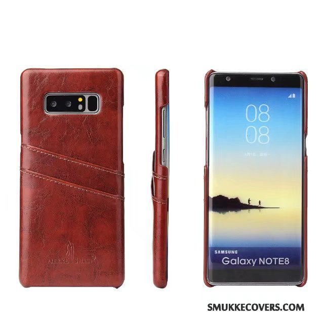 Etui Samsung Galaxy Note 8 Læder Kort Blå, Cover Samsung Galaxy Note 8 Beskyttelse Bagdæksel Telefon