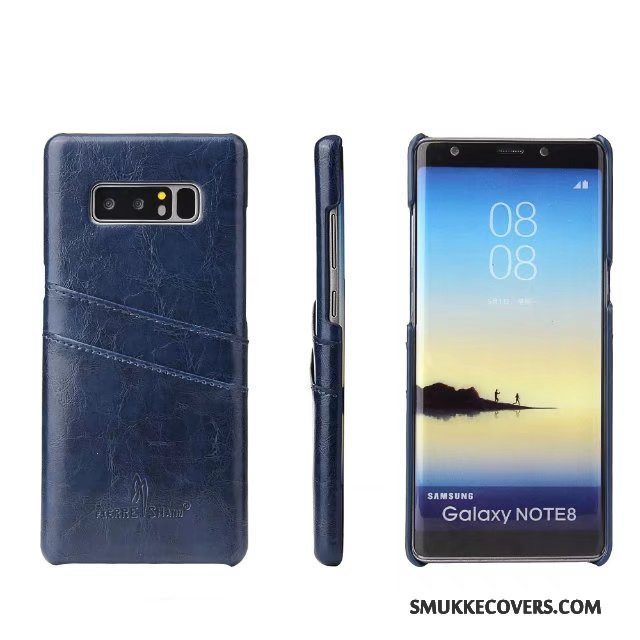 Etui Samsung Galaxy Note 8 Læder Kort Blå, Cover Samsung Galaxy Note 8 Beskyttelse Bagdæksel Telefon