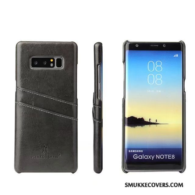 Etui Samsung Galaxy Note 8 Læder Kort Blå, Cover Samsung Galaxy Note 8 Beskyttelse Bagdæksel Telefon