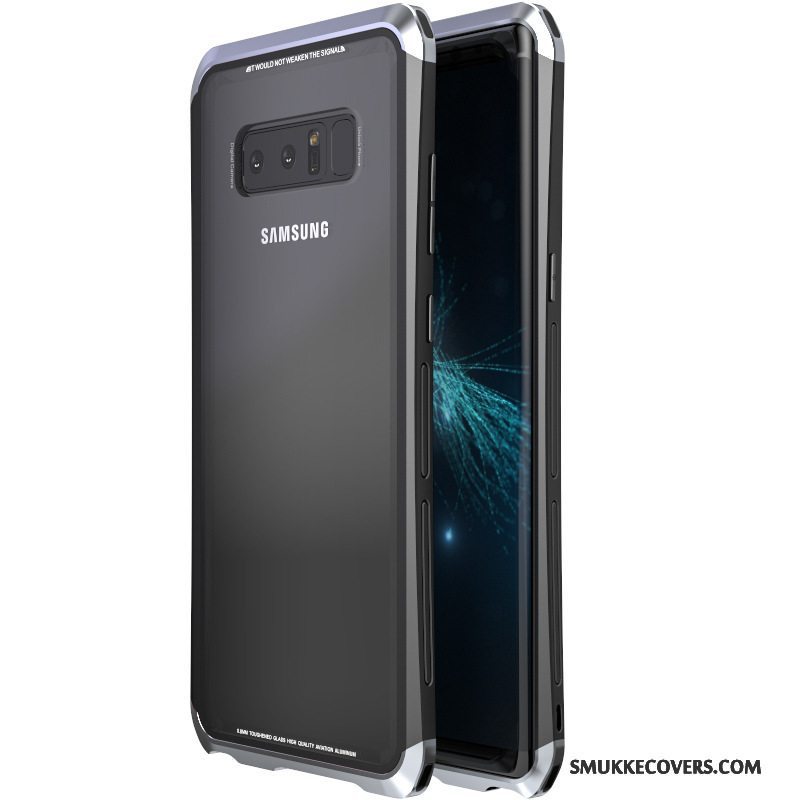 Etui Samsung Galaxy Note 8 Metal Telefonhård, Cover Samsung Galaxy Note 8 Beskyttelse Gennemsigtig Hærdet Glas