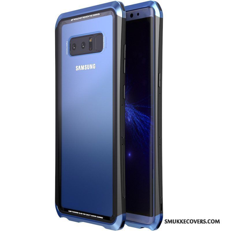 Etui Samsung Galaxy Note 8 Metal Telefonhård, Cover Samsung Galaxy Note 8 Beskyttelse Gennemsigtig Hærdet Glas