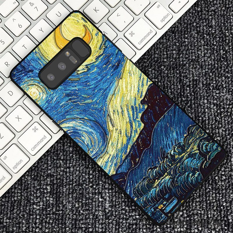 Etui Samsung Galaxy Note 8 Relief Mørkeblå Telefon, Cover Samsung Galaxy Note 8 Beskyttelse Tilpas Trend