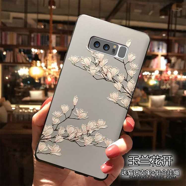 Etui Samsung Galaxy Note 8 Silikone Hængende Ornamenter Blomster, Cover Samsung Galaxy Note 8 Trend Lyseblå