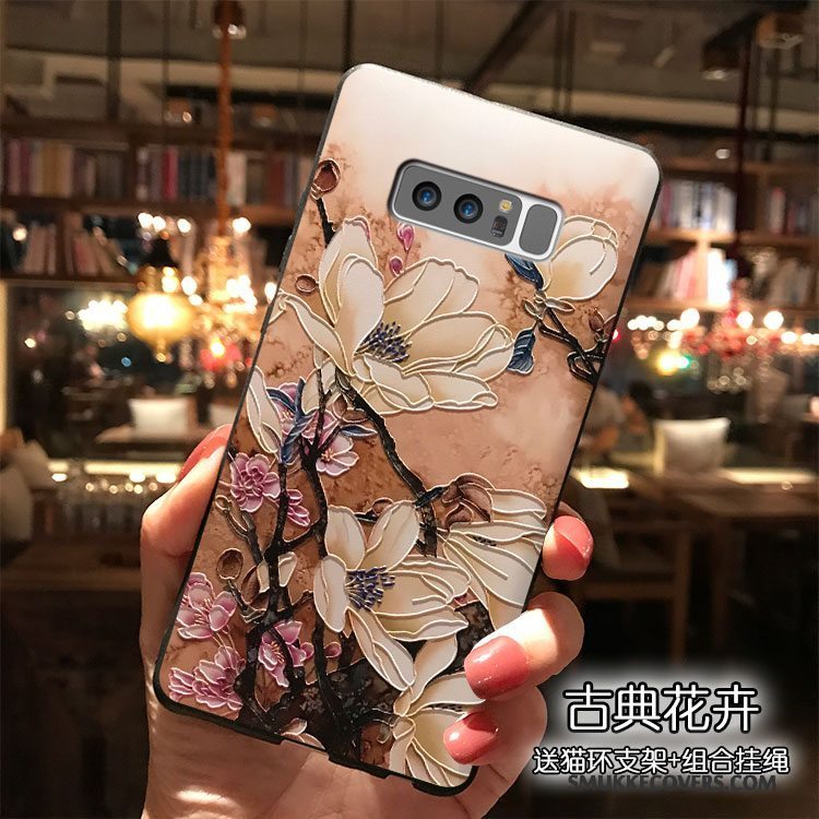 Etui Samsung Galaxy Note 8 Silikone Hængende Ornamenter Blomster, Cover Samsung Galaxy Note 8 Trend Lyseblå