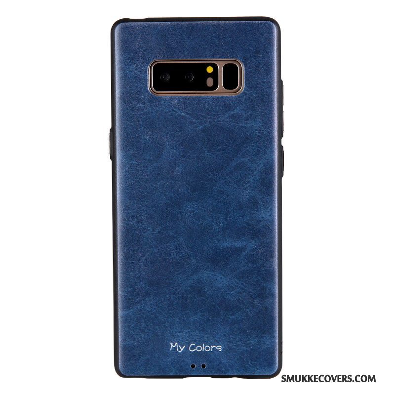 Etui Samsung Galaxy Note 8 Silikone Nubuck Solid Farve, Cover Samsung Galaxy Note 8 Tasker Telefonblå