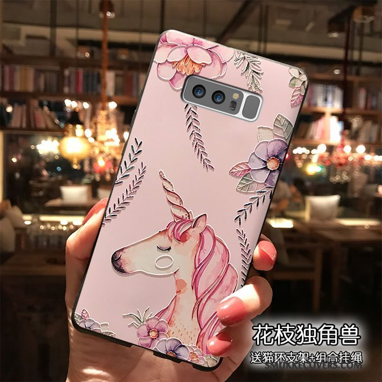 Etui Samsung Galaxy Note 8 Silikone Smuk Lyserød, Cover Samsung Galaxy Note 8 Hængende Ornamenter Telefon