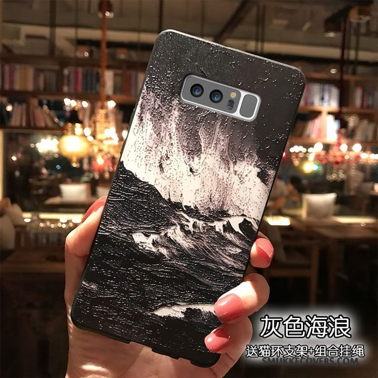 Etui Samsung Galaxy Note 8 Silikone Telefonvind, Cover Samsung Galaxy Note 8 Mørkeblå Hængende Ornamenter