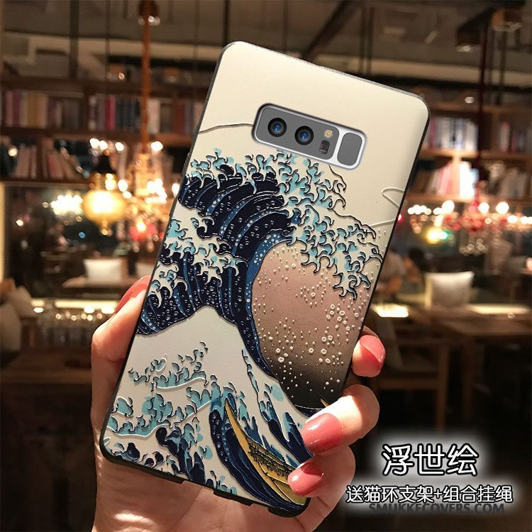 Etui Samsung Galaxy Note 8 Silikone Telefonvind, Cover Samsung Galaxy Note 8 Mørkeblå Hængende Ornamenter