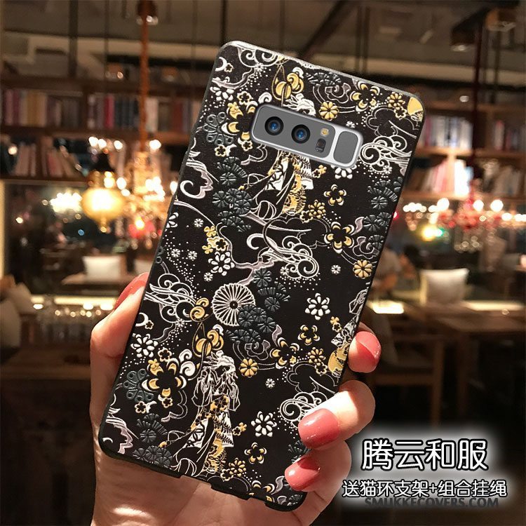 Etui Samsung Galaxy Note 8 Silikone Telefonvind, Cover Samsung Galaxy Note 8 Mørkeblå Hængende Ornamenter