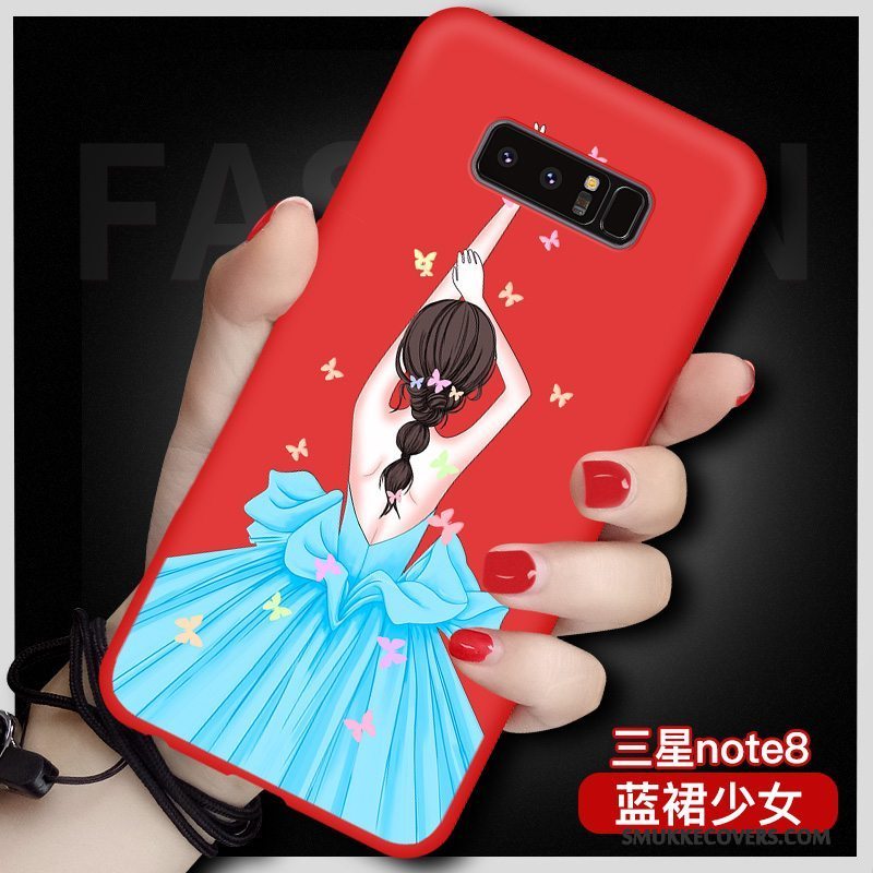Etui Samsung Galaxy Note 8 Tasker Anti-fald Stor, Cover Samsung Galaxy Note 8 Beskyttelse Af Personlighed Rød