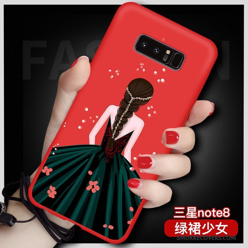 Etui Samsung Galaxy Note 8 Tasker Anti-fald Stor, Cover Samsung Galaxy Note 8 Beskyttelse Af Personlighed Rød