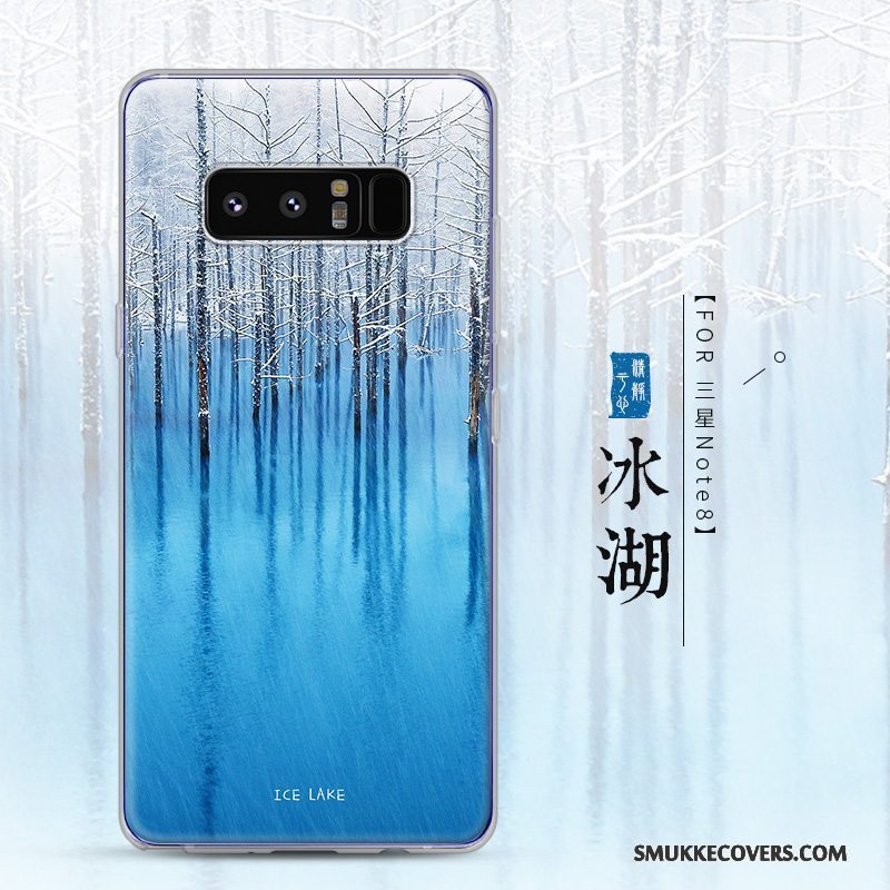 Etui Samsung Galaxy Note 8 Tasker Blå Gennemsigtig, Cover Samsung Galaxy Note 8 Silikone Anti-fald Trend